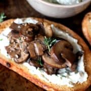 mushroom toast with ricotta spread