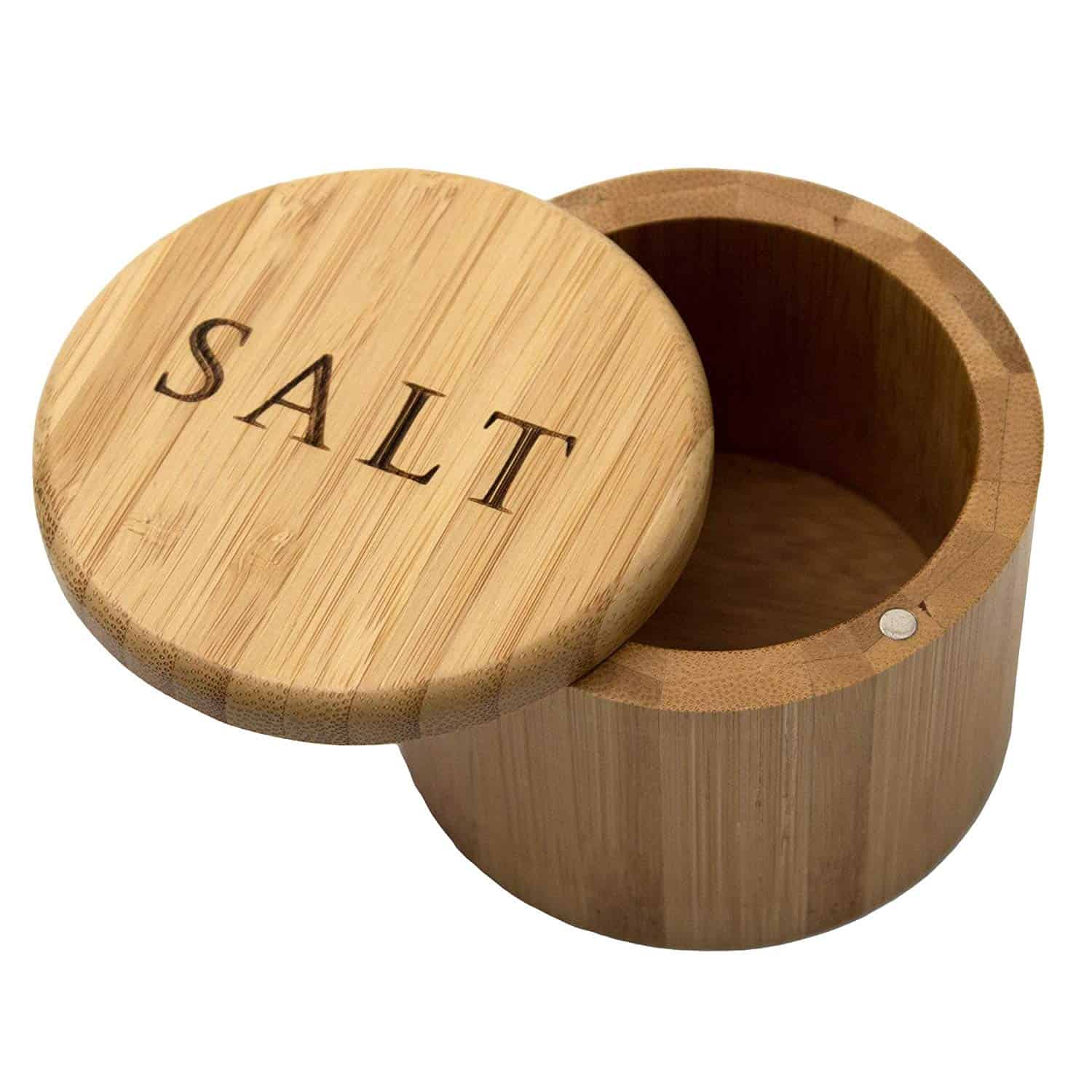 Bamboo Salt Storage Box with Magnetic Lid