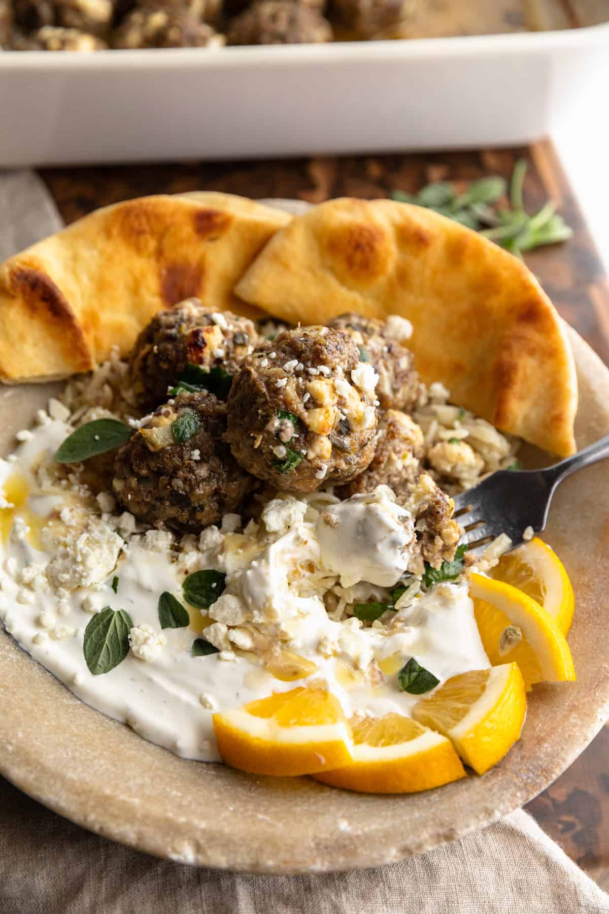 Greek Meatballs (Keftedes) with Lemon Herb Butter Sauce